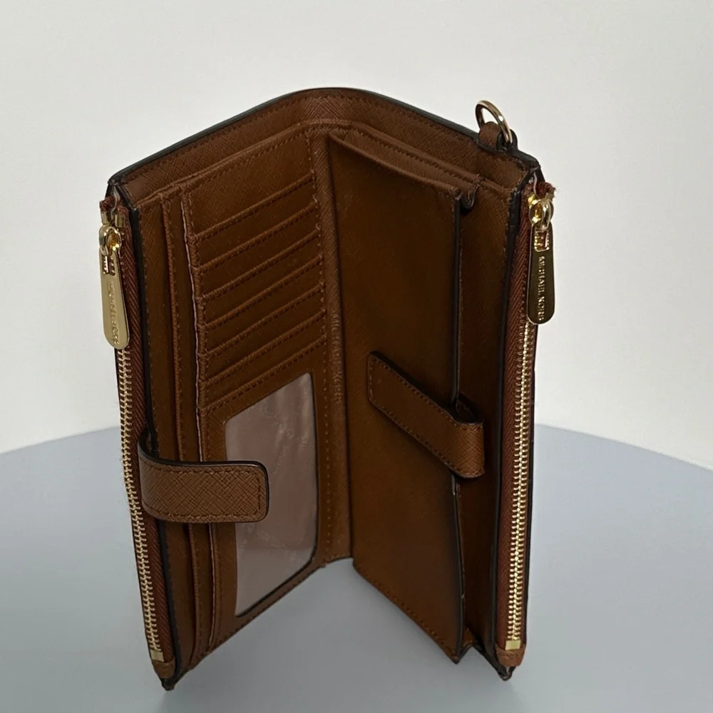 Michael Kors Tan Wallet with Gold Zipper